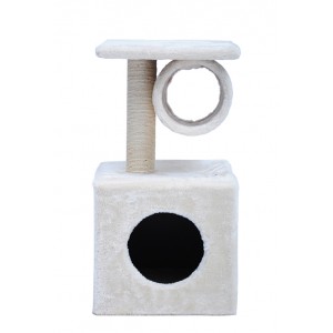 58cm Two Level Cat Tree House With Nest and Tunnel Beige